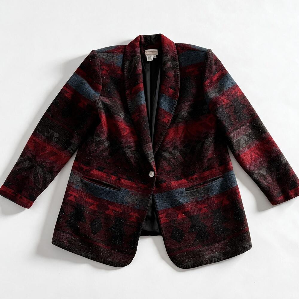 Coldwater Creek Vintage Southwestern Aztec Blazer Jacket USA Made Womens Large